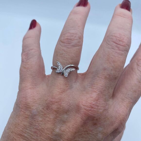 Butterfly CZ Sterling Silver Ring Size 6 - Picture 4 of 7
